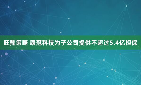 旺鼎策略 康冠科技为子公司提供不超过5.4亿担保